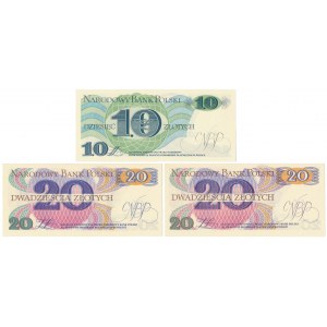 Zestaw 10 i 2x 20 zł 1982 - MIX serii (3szt)