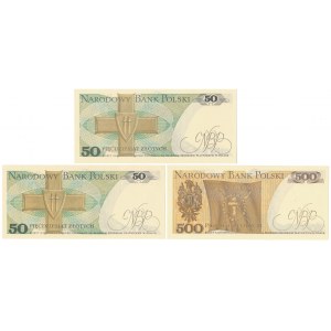 Zestaw 2x 50 zł i 500 zł 1982-1988 - MIX serii (3szt)