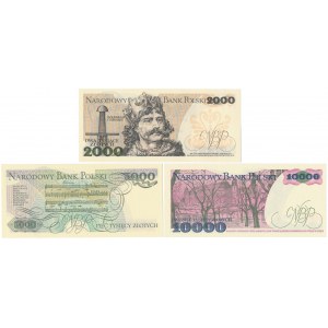 Zestaw 2.000, 5.000 i 10.000 zł 1982-1988 (3szt)