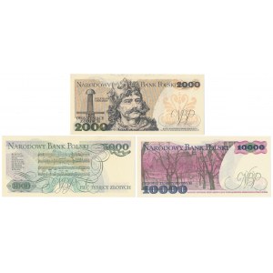 Zestaw 2.000, 5.000 i 10.000 zł 1982-1988 (3szt)