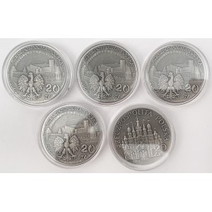 20 złotych 2001-2002 Kolędnicy i Zamek w Malborku - zestaw (5szt)