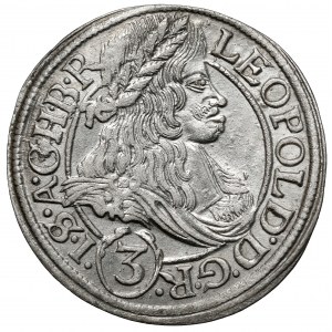Śląsk, Leopold I, 3 krajcary 1666 SHS, Wrocław