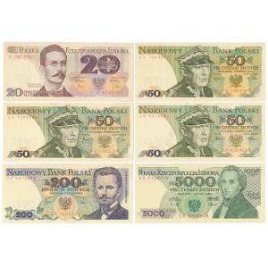 Zestaw 20 - 5.000 zł 1979-1988 (6szt)