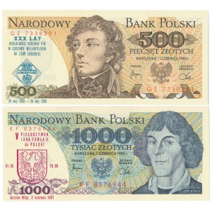 Zestaw 500 i 1.000 zł 1982 - z nadrukami okolicznościowymi (2szt)
