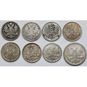 Finlandia, 25 - 50 pennia 1866-1917 - zestaw (8szt)