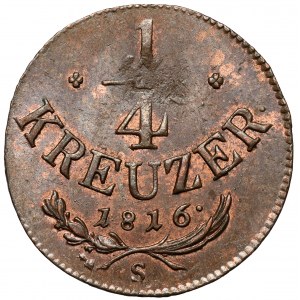 Austria, Franciszek I, 1/4 krajcara 1816-S, Smolnik