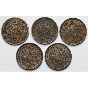 Austria, 1/2 - 1 krajcar 1851-1885 - zestaw (5szt)