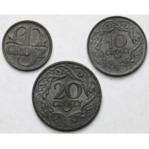 Generalna Gubernia, 1-20 groszy 1923-1939 - zestaw (3szt)