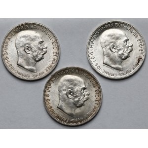 Austria, Franciszek Józef I, Korona 1912-1915 - zestaw (3szt)