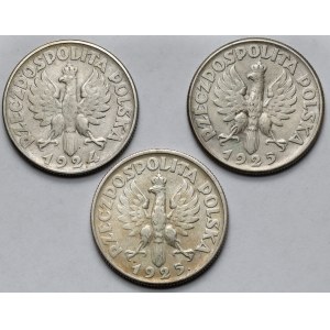 Kobieta i kłosy 2 złote 1924-1925 - zestaw (3szt)