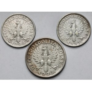 Kobieta i kłosy 1-2 złote 1924-1925 - zestaw (3szt)