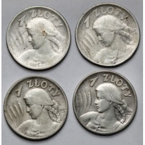 Kobieta i kłosy 1 złoty 1924-1925 - zestaw (4szt)