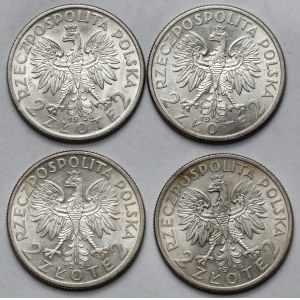 Głowa Kobiety 2 złote 1934 - zestaw (4szt)