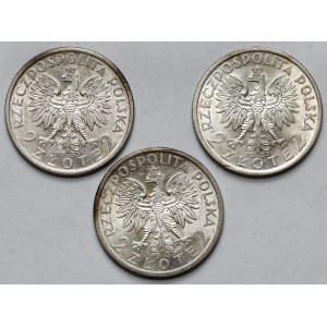 Głowa Kobiety 2 złote 1933 - zestaw (3szt)