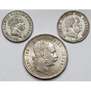 Niemcy i Austria, 2-1/2 grosza 1852-1873 i Floren 1879 - zestaw (3szt)