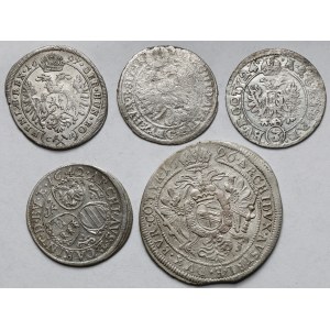 Austria i Śląsk, 3-15 krajcarów 1624-1697 - zestaw (5szt)