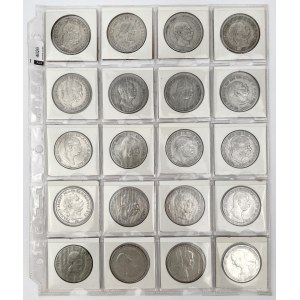 Austria i Węgry, 5 koron, 5 pengö i 2 floreny 1878-1939 - zestaw (20szt)