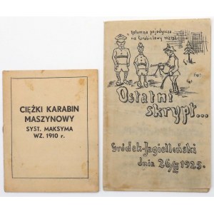 II RP, Ostatni skrypt 1925 - humor żołnierski i Słownik pojęć Rosyjsko-Polski o CKM 1910 - zestaw (2szt)