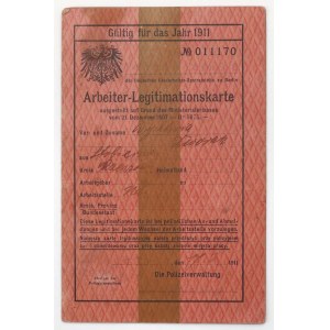 Niemcy, Prusy, Legitymacja robotnika sezonowego 1911