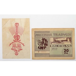 Cegiełki, Z Wodzem Narodu Polska Cała 5 gr 1938 i P.O.W. 20 zł Muzeum Tradycji XXX LWP