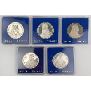SREBRO 200 - 500 złotych 1979-1988 - zestaw (5szt)