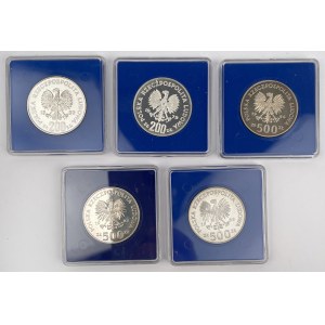 SREBRO 200 - 500 złotych 1979-1988 - zestaw (5szt)