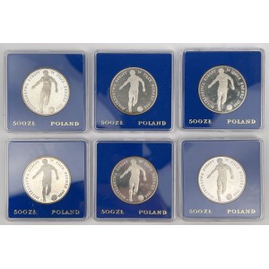 SREBRO 500 złotych 1987 Mistrzostwa Europy w Piłce Nożnej - zestaw (6szt)