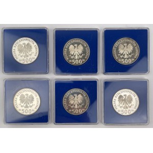 SREBRO 500 złotych 1987 Mistrzostwa Europy w Piłce Nożnej - zestaw (6szt)