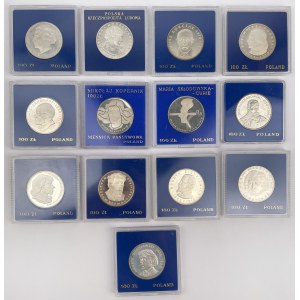 SREBRO 100 złotych 1973-1980 postacie - zestaw (13szt)