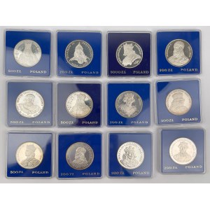 SREBRO 200 - 5.000 złotych 1979-1989 królowie - zestaw (12szt)