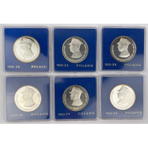 SREBRO 100 złotych 1981 Sikorski - zestaw (6szt)