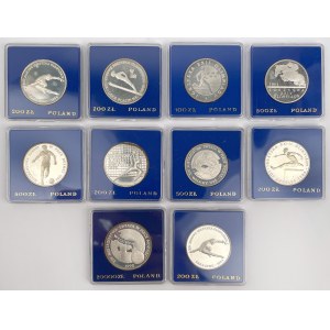 SREBRO 100 - 20.000 złotych 1980-1989 - zestaw (10szt)