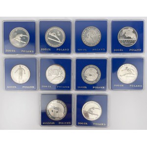 SREBRO 100 - 20.000 złotych 1980-1989 - zestaw (10szt)
