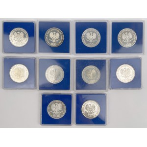 SREBRO 100 - 500 złotych 1977-1986 zwierzęta - zestaw (10szt)