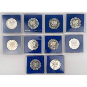 SREBRO 100 - 500 złotych 1977-1986 zwierzęta - zestaw (10szt)