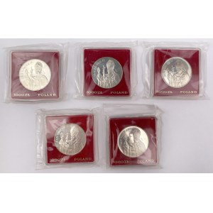 Próby SREBRO 1.000 złotych 1982 Jan Paweł II - zgrzewki - zestaw (5szt)