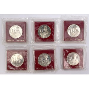 Próby SREBRO 1.000 złotych 1982 Jan Paweł II - zgrzewki - zestaw (6szt)