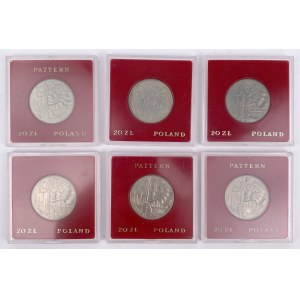 Próby CuNi 20 złotych 1980 Łódź 1905 - zestaw (6szt)