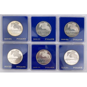SREBRO 500 złotych 1987 Olimpiada Seul - zestaw (6szt)