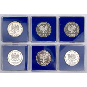 SREBRO 500 złotych 1987 Olimpiada Seul - zestaw (6szt)