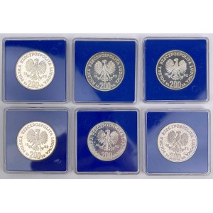 SREBRO 200 złotych 1982 Bolesław III Krzywousty - zestaw (6szt)