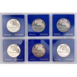 SREBRO 500 złotych 1987 Olimpiada Seul - zestaw (6szt)