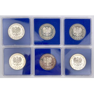 SREBRO 500 złotych 1987 Olimpiada Seul - zestaw (6szt)