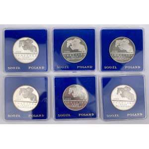 SREBRO 500 złotych 1987 Olimpiada Seul - zestaw (6szt)
