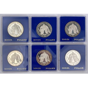 SREBRO 500 złotych 1987 Olimpiada Hokej - zestaw (6szt)