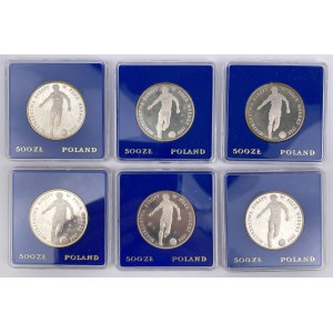 SREBRO 500 złotych 1987 Mistrzostwa Europy w Piłce Nożnej - zestaw (6szt)