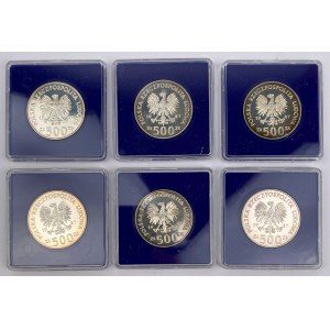 SREBRO 500 złotych 1987 Kazimierz III Wielki - zestaw (6szt)