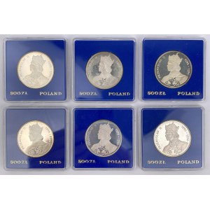 SREBRO 500 złotych 1985 Przemysław II - zestaw (6szt)