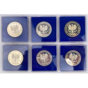 SREBRO 500 złotych 1985 Przemysław II - zestaw (6szt)