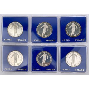 SREBRO 500 złotych 1987 Mistrzostwa Europy w Piłce Nożnej - zestaw (6szt)